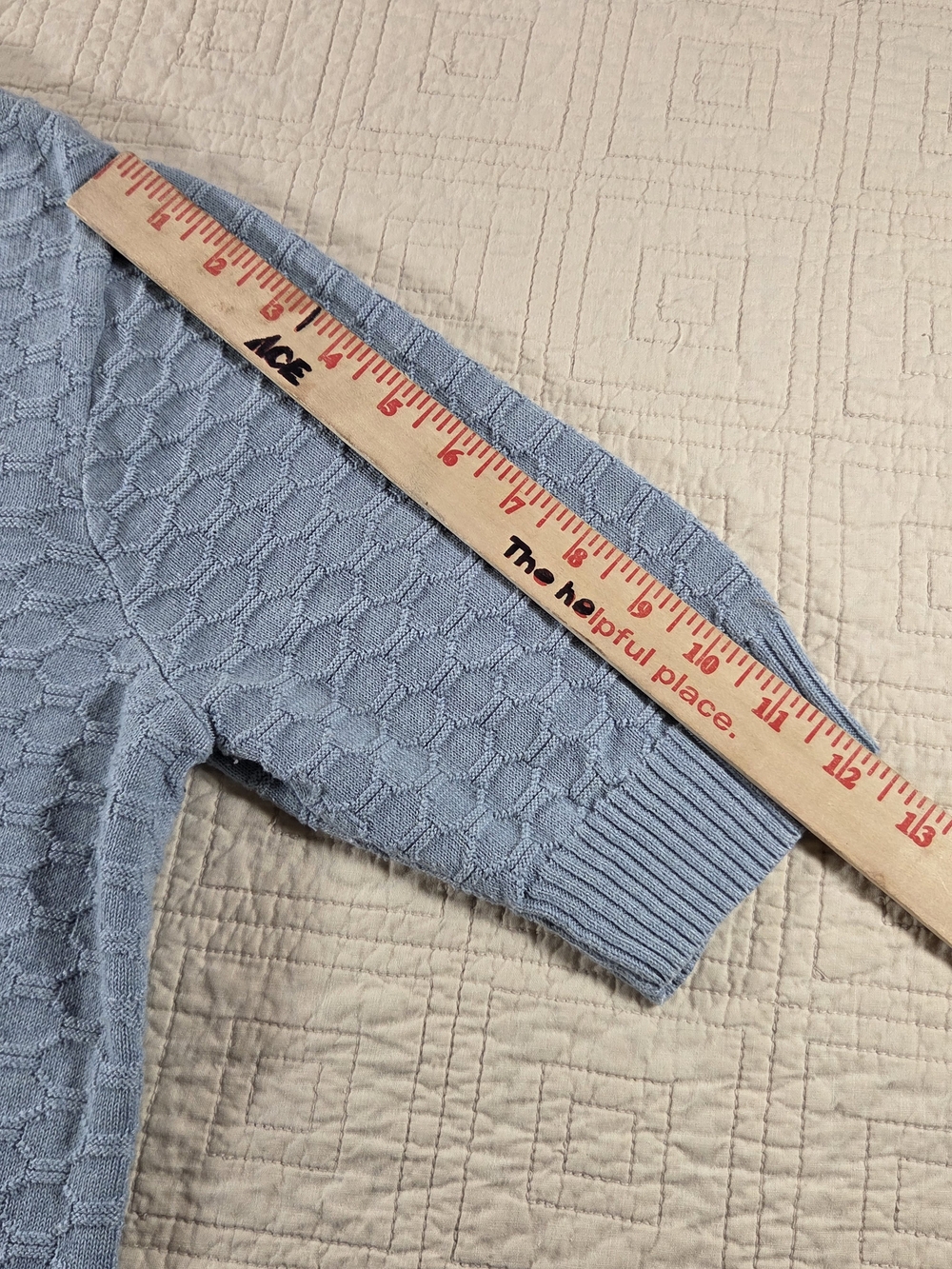 Ella Moss Honeycomb Knit Elbow Sleeve V-Neck Sweater Sky Blue-woman Lg - Picture 5 of 9